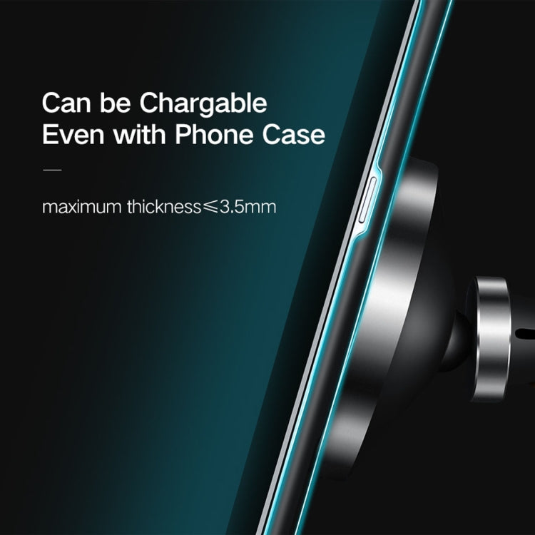 10W Aluminum Alloy Magnetic QI Standard Car Air Outlet Vent Wireless fast Charger with Intelligent LED Indicator, For Galaxy, Sony, Lenovo, HTC, Huawei, and Other Smartphones(Black)