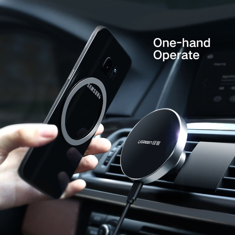 10W Aluminum Alloy Magnetic QI Standard Car Air Outlet Vent Wireless fast Charger with Intelligent LED Indicator, For Galaxy, Sony, Lenovo, HTC, Huawei, and Other Smartphones(Black)