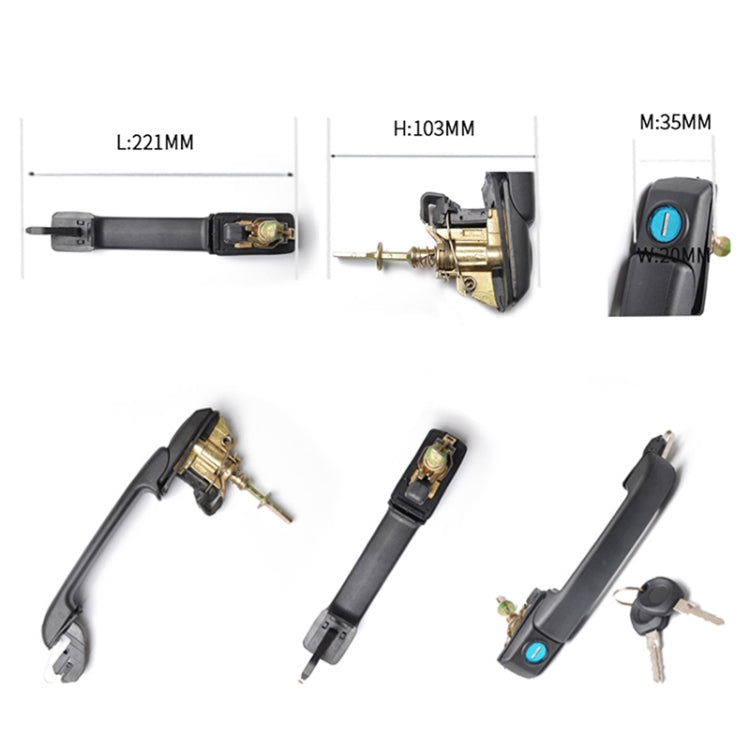 A0170 Car Front Door handle 1H0837207C,1H4839205 + 2 keys for Volkswagen