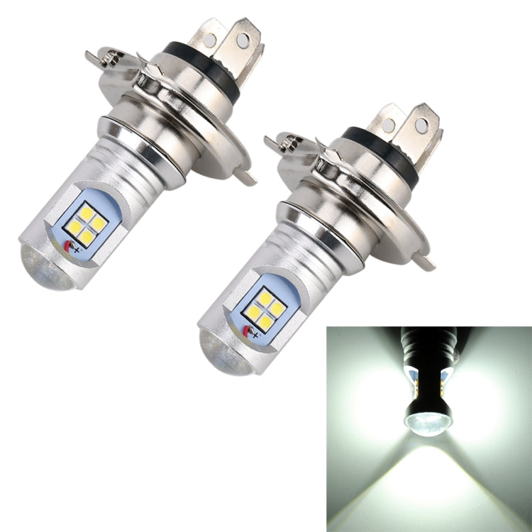 2 PCS H4 6W(H) 1.5W(L) 600LM 6000K Car Auto Fog Light 12LEDs SMD-3030 Lamps, DC 12V-24V(White Light)