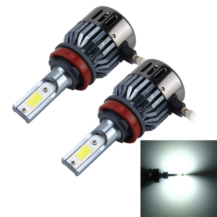 2 PCS H8/H11 32W 2800 LM 6000K Car Auto LED Headlight with 2 COB LED Lamps, DC 9-18V(White Light)
