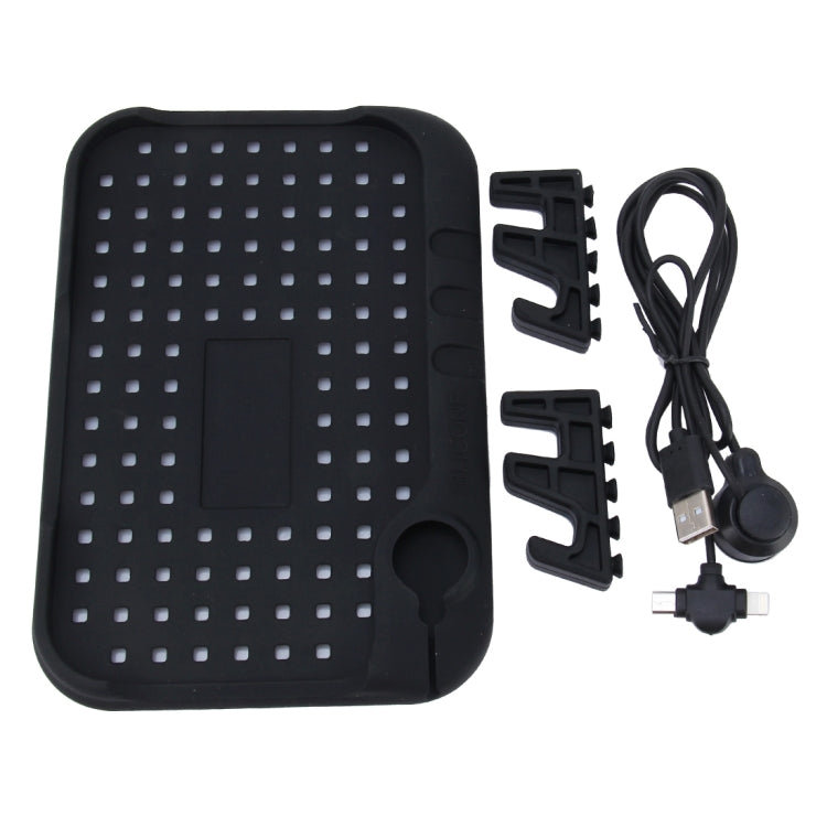 Silicone Pad Dash Mat Cell Phone Car Mount Holder Cradle Dock With 2 in 1 Charging Cable With Magnetic Adsorption Stande, For Phone GPS MP3 MP4 MP5