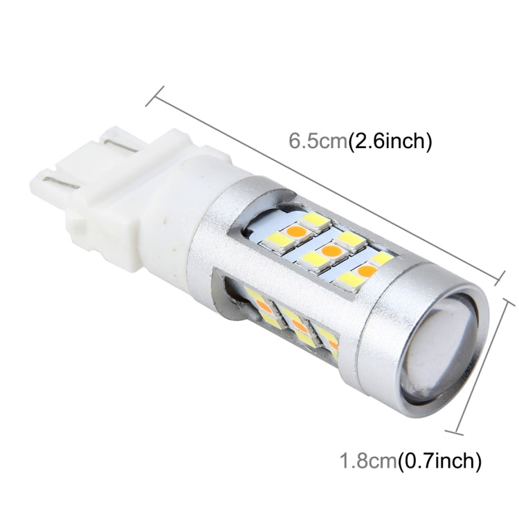3157 7W 850 LM 6000K White + Yellow Light Day Running Light Turn Signal Light Brake Light with 21 SMD-2835-LED Lamps and 7 SMD-3030-LED Lamps. DC 12V