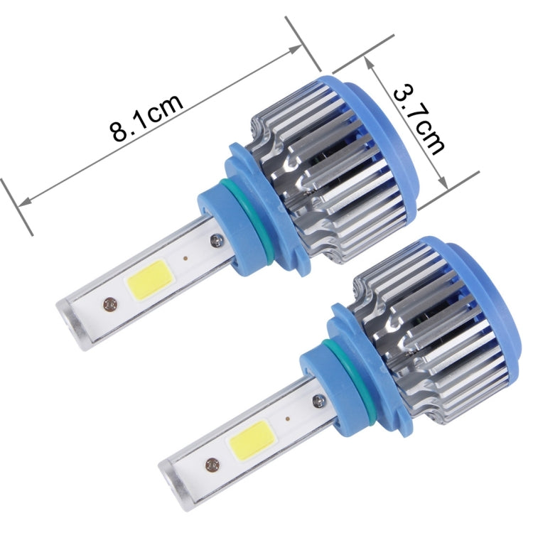 2 PCS 9006 24W 2600lm 6000K Car LED Headlight with 2 COB Lamps, DC 9-30V(White Light)