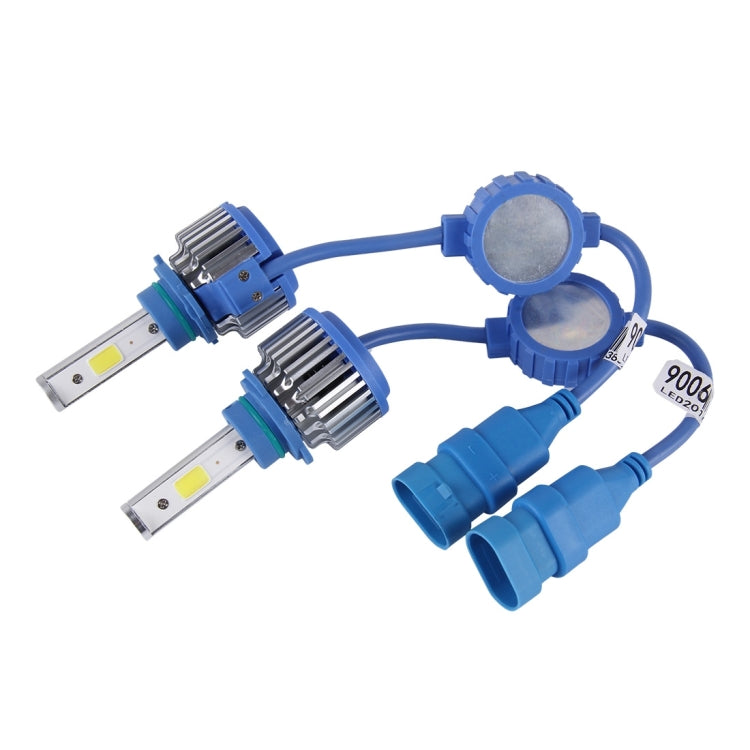 2 PCS 9006 24W 2600lm 6000K Car LED Headlight with 2 COB Lamps, DC 9-30V(White Light)