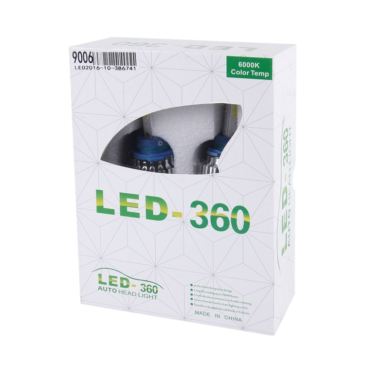 2 PCS 9006 24W 2600lm 6000K Car LED Headlight with 2 COB Lamps, DC 9-30V(White Light)