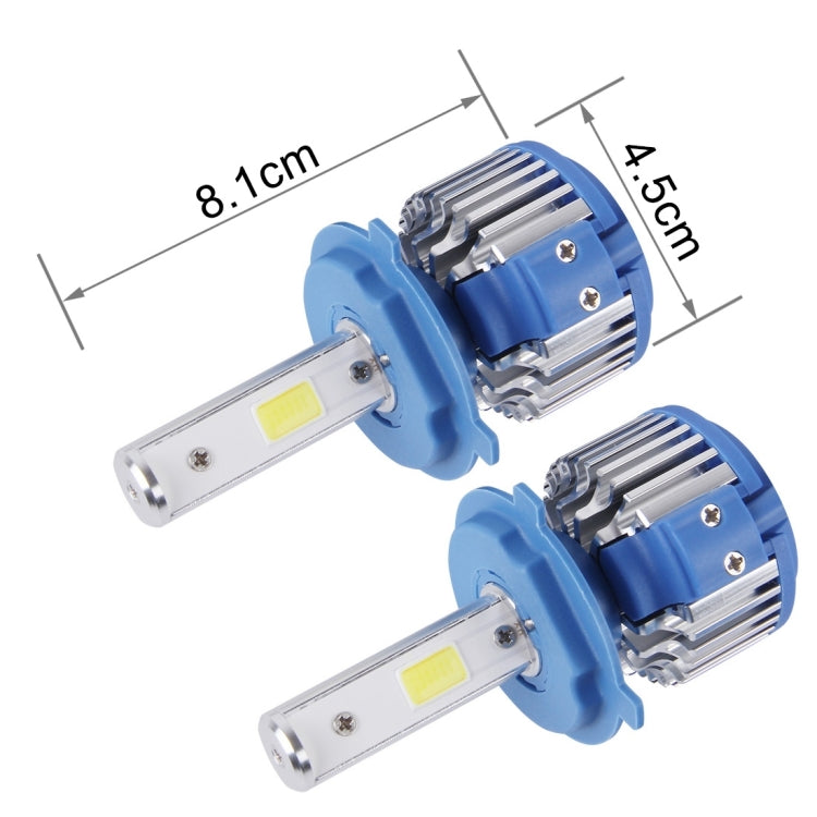 2 PCS H4 24W 2600lm 6000K Car LED Headlight with 2 COB Lamps, DC 9-30V(White Light)