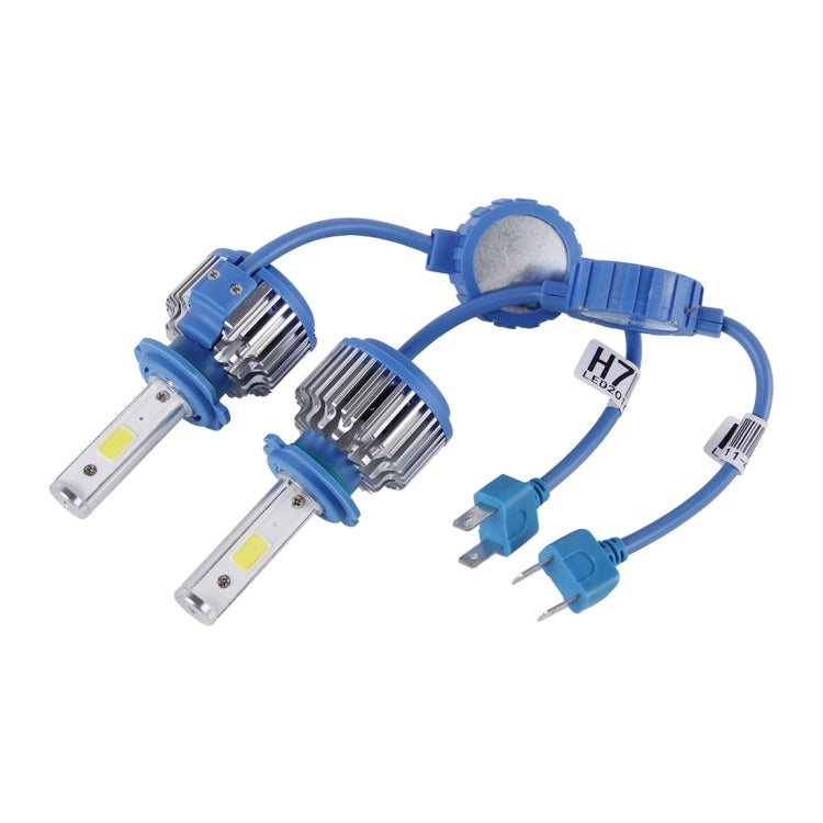 2 PCS H7 24W 2600lm 6000K Car LED Headlight with 2 COB Lamps, DC 9-30V(White Light)