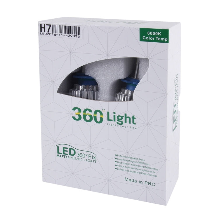 2 PCS H7 24W 2600lm 6000K Car LED Headlight with 2 COB Lamps, DC 9-30V(White Light)