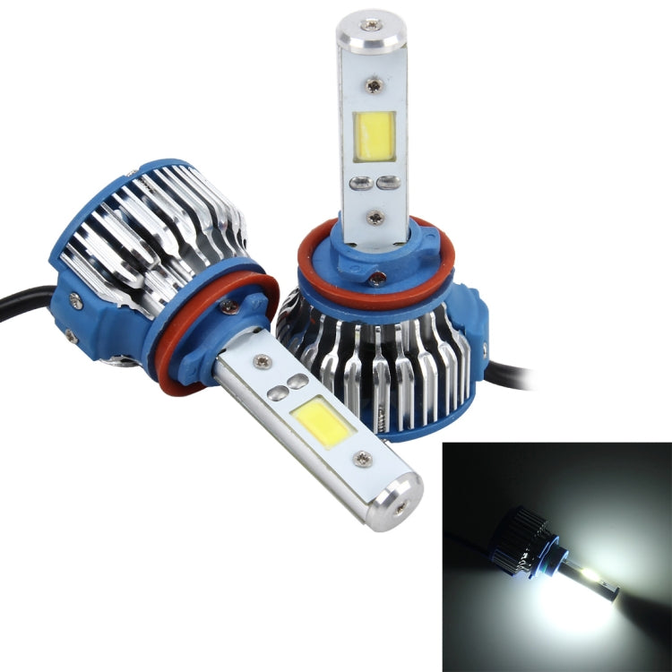 2 PCS H8/H11 24W 2600lm 6000K Car LED Headlight with 2 COB Lamps, DC 9-30V(White Light)