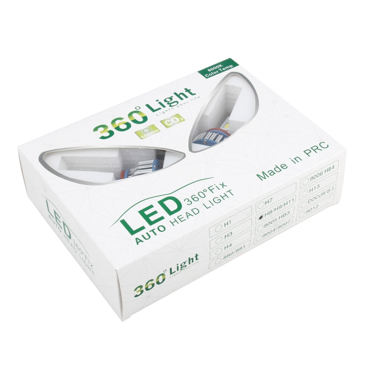 2 PCS H8/H11 24W 2600lm 6000K Car LED Headlight with 2 COB Lamps, DC 9-30V(White Light)