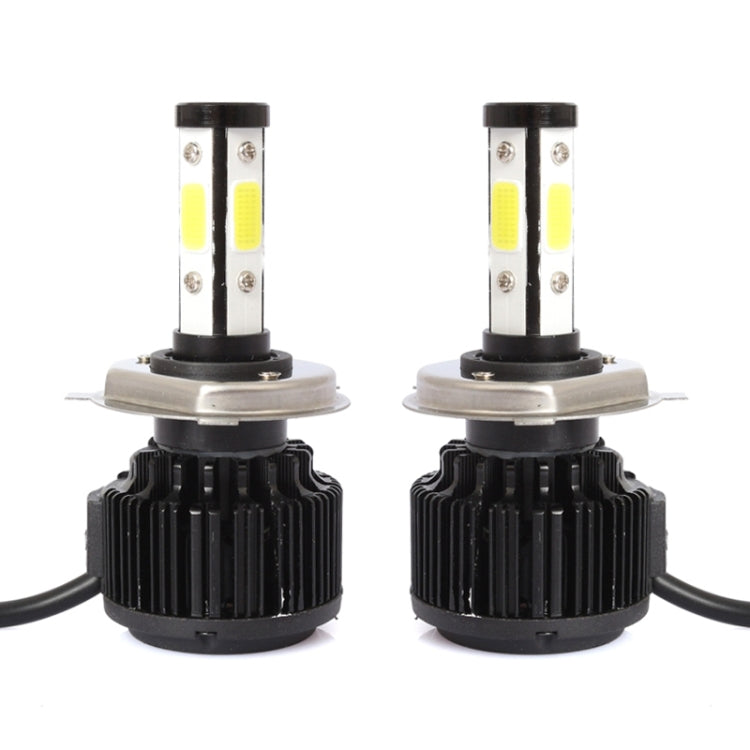 2 PCS X6 H4 36W 3600LM 6500K 4 COB LED Car Headlight Lamps