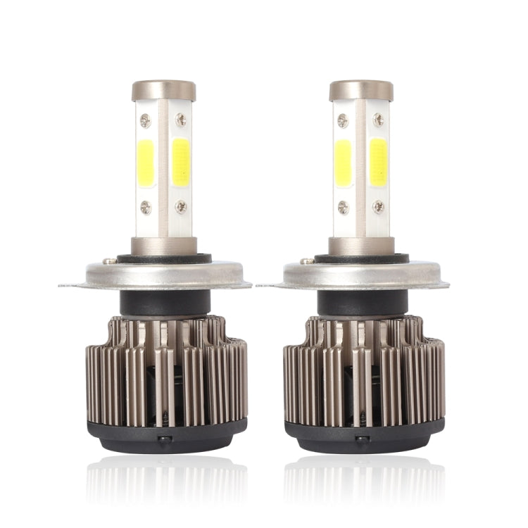 2 PCS X6 H4 36W 3600LM 6500K 4 COB LED Car Headlight Lamps