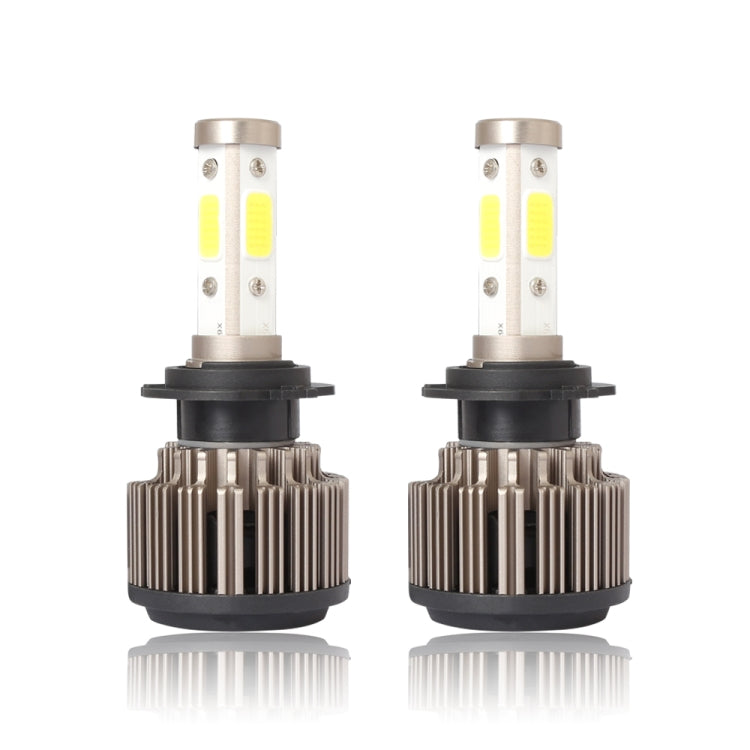 2 PCS X6 H7 36W 3600LM 6500K 4 COB LED Car Headlight Lamps
