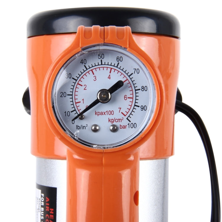 WM102-10 12V Air Pump with Gauge, Portable Metal Cylinder Tire Inflator Compressor with 5 Illumination LED Lamps for Cars Vans Air Mattress Balls 100 PSI 35L/min