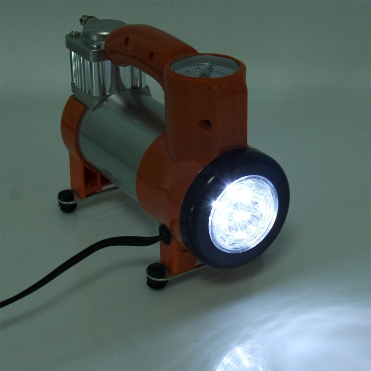 WM102-10 12V Air Pump with Gauge, Portable Metal Cylinder Tire Inflator Compressor with 5 Illumination LED Lamps for Cars Vans Air Mattress Balls 100 PSI 35L/min