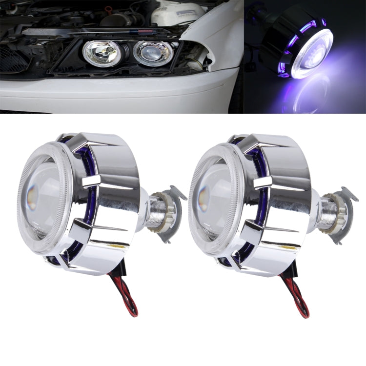 2 PCS H1 2.5 inch 12V Bi-Xenon Projector Lens Headlight Kit with Exquisite Angle Eyes Decoration