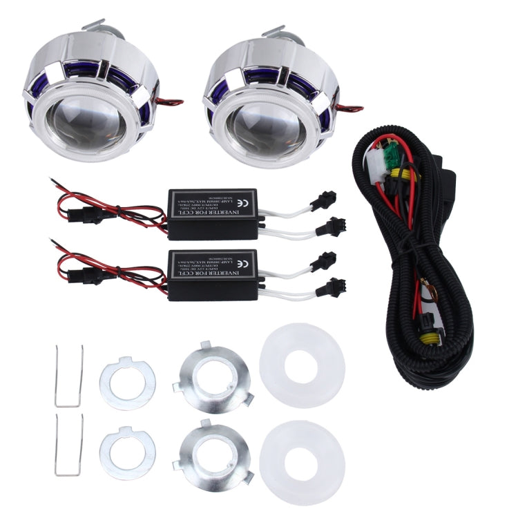 2 PCS H1 2.5 inch 12V Bi-Xenon Projector Lens Headlight Kit with Exquisite Angle Eyes Decoration
