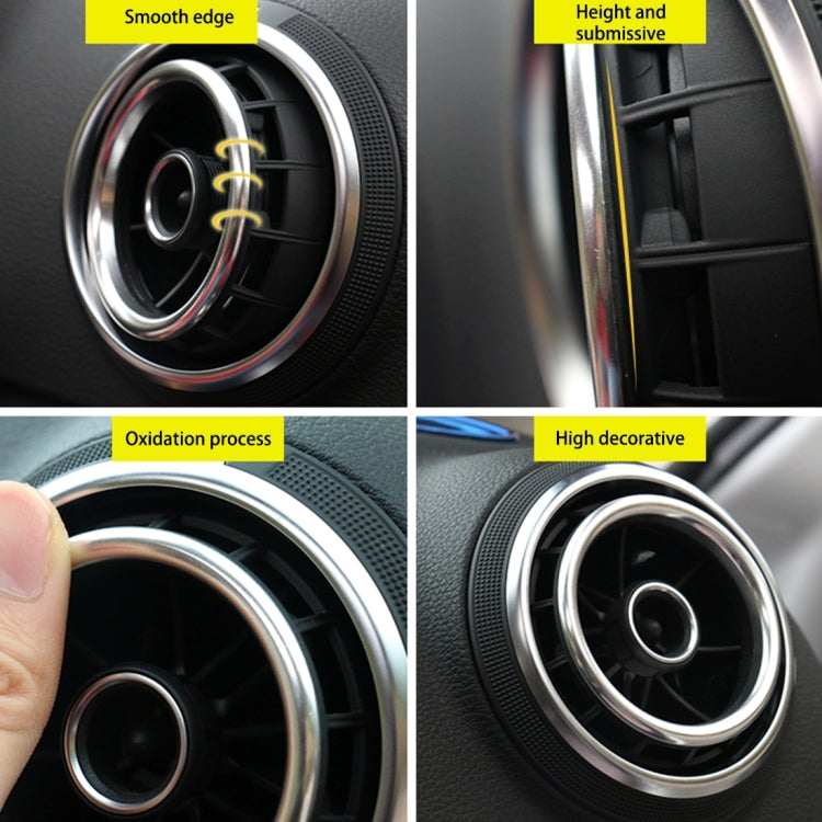 4 PCS Car Outlet Decorative Rings Aluminum Alloy Air Outlet Chrome Trim Ring Car Dashboard Air Vents Cover Sticker Decoration for Audi A3