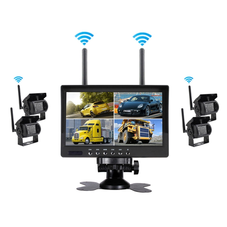 PZ607-W-D4 7.0 inch 2.4GHz Wireless Digital Audio and Video 4 Separate Reversing Car Monitor