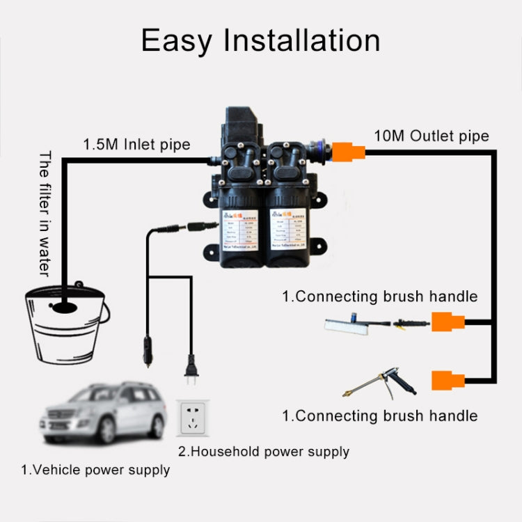 220V Portable Double Pump + Power Supply High Pressure Outdoor Car Washing Machine Vehicle Washing Tools, with Storage Box