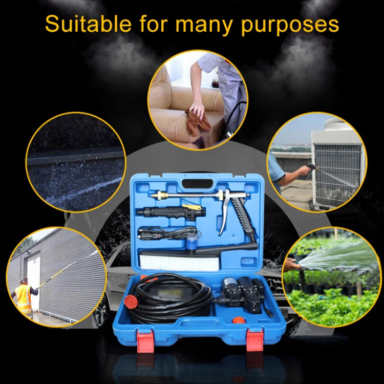 DC 12V Portable Double Pump + Brush High Pressure Outdoor Car Cigarette Lighter Washing Machine Vehicle Washing Tools, with Storage Box