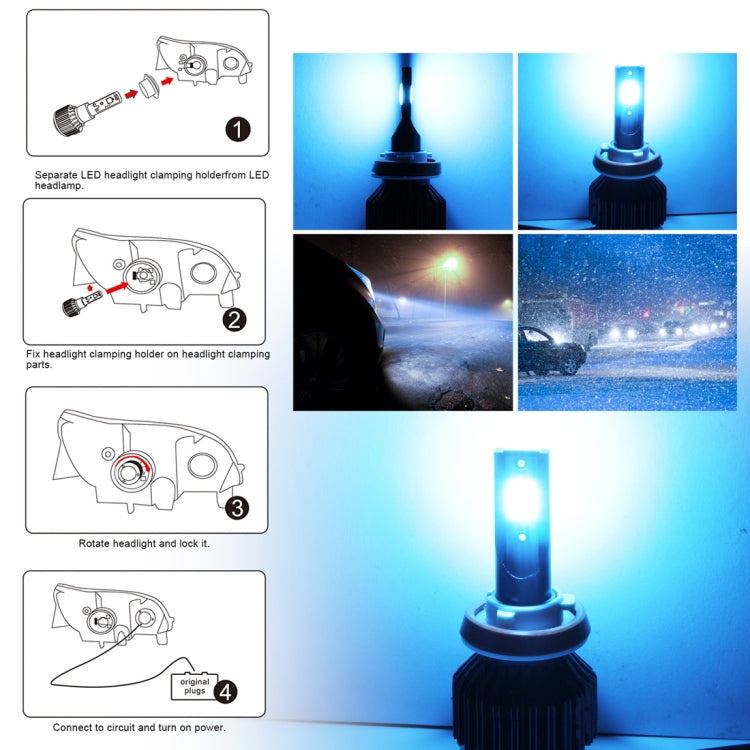 2 PCS EV12 H11 DC9-32V / 14W / 1400LM IP67 Car LED Headlight Lamps (Ice Blue Light)