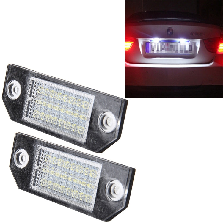 2 PCS License Plate Light with 24 SMD-3528 Lamps for Ford Focus,2W 120LM,6000K, DC12V(White Light)