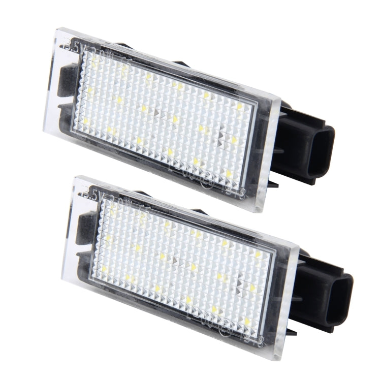 2 PCS License Plate Light with 18 SMD-3528 Lamps for Renault,2W 120LM,6000K, DC12V(White Light)