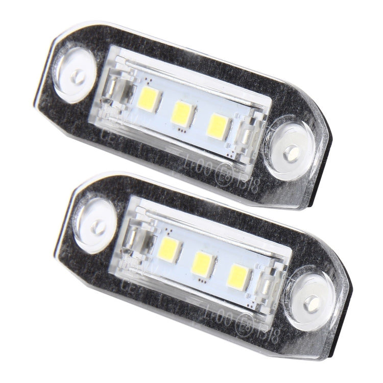 2 PCS License Plate Light with 3 SMD-5050 Lamps for Volvo,2W 120LM,6000K, DC12V(White Light)