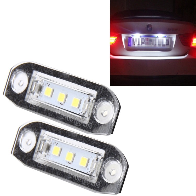 2 PCS License Plate Light with 3 SMD-5050 Lamps for Volvo,2W 120LM,6000K, DC12V(White Light)