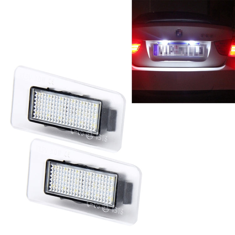 2 PCS LED License Plate Light with 18 SMD-3528 Lamps for Hyundai,2W 120LM,6000K, DC12V(White Light)