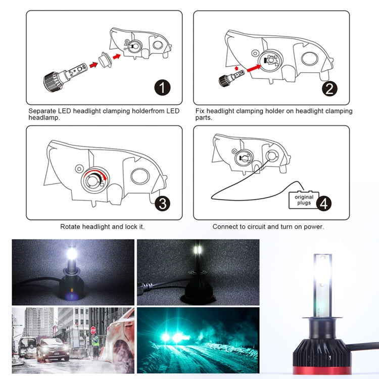 2 PCS EV7 H1 DC 9-32V 36W 3000LM 6000K IP67 LED Car Headlight Lamps, with Mini LED Driver and Cable (White Light)
