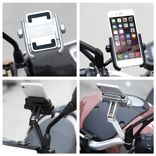 Motorcycle Rear View Mirror Aluminum Alloy Phone Bracket, Suitable for 4-6 inch Device