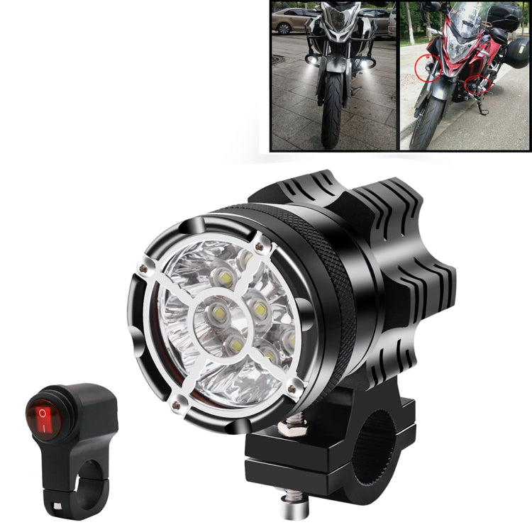 DC 9V-48V 5500LM 6000K 45W IP67 9 LED Lamp Beads Motorcycle Aluminum Alloy LED Headlight Lamps with Switch, Constantly Bright