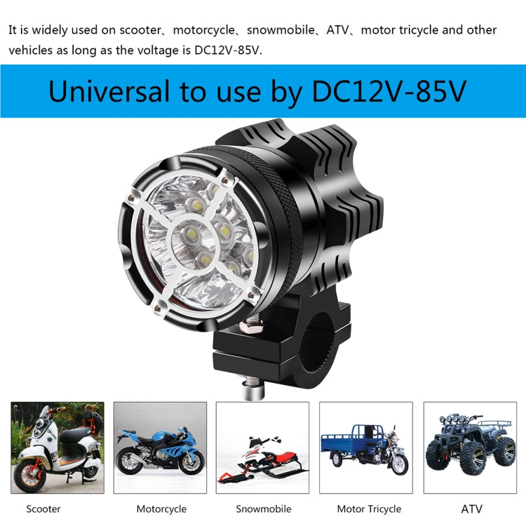 DC 9V-48V 5500LM 6000K 45W IP67 9 LED Lamp Beads Motorcycle Aluminum Alloy LED Headlight Lamps with Switch, Constantly Bright