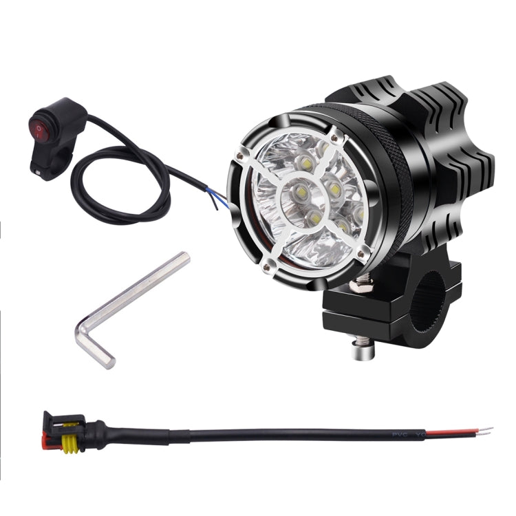 DC 9V-48V 5500LM 6000K 45W IP67 9 LED Lamp Beads Motorcycle Aluminum Alloy LED Headlight Lamps with Switch, Constantly Bright