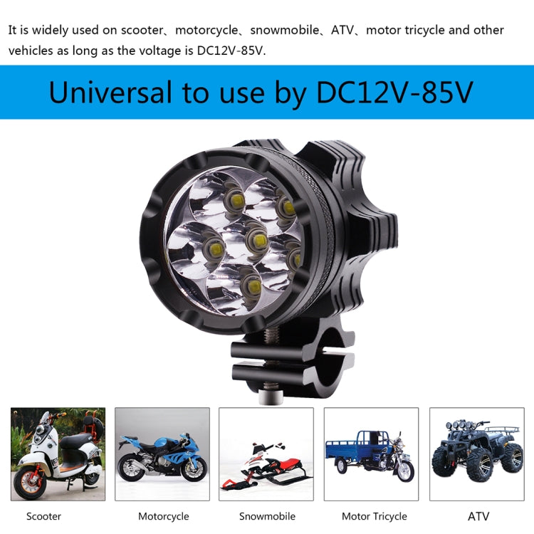 DC 12V 4000LM 6000K 30W IP67 6 LED Lamp Beads Motorcycle Aluminum Alloy LED Headlight Lamps with Switch, Constantly Bright + Blasting Flash