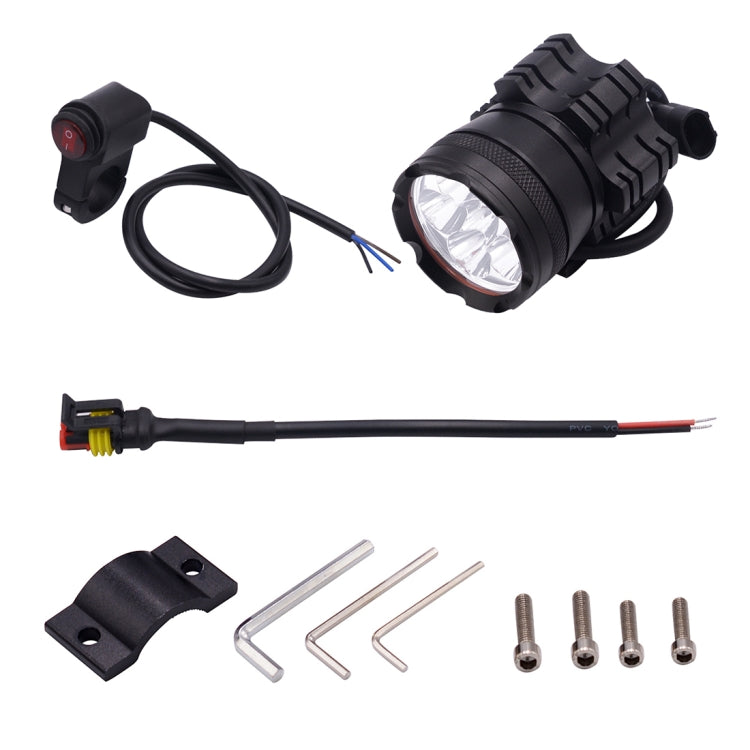 DC 12V 4000LM 6000K 30W IP67 6 LED Lamp Beads Motorcycle Aluminum Alloy LED Headlight Lamps with Switch, Constantly Bright + Blasting Flash