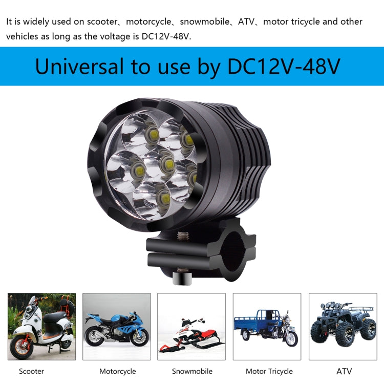DC12V-85V 4000LM 6000K 30W IP67 6 LED Lamp Beads Motorcycle Aluminum Alloy LED Headlight Lamps, Constantly Bright