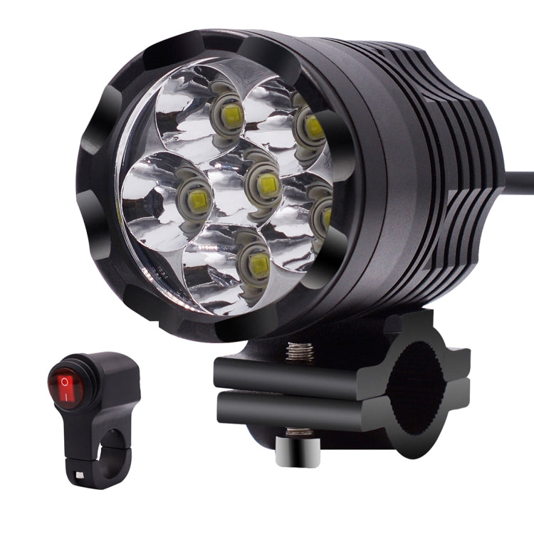 DC12V 4000LM 6000K 30W IP67 6 LED Lamp Beads Motorcycle Aluminum Alloy LED Headlight Lamps with Switch, Constantly Bright