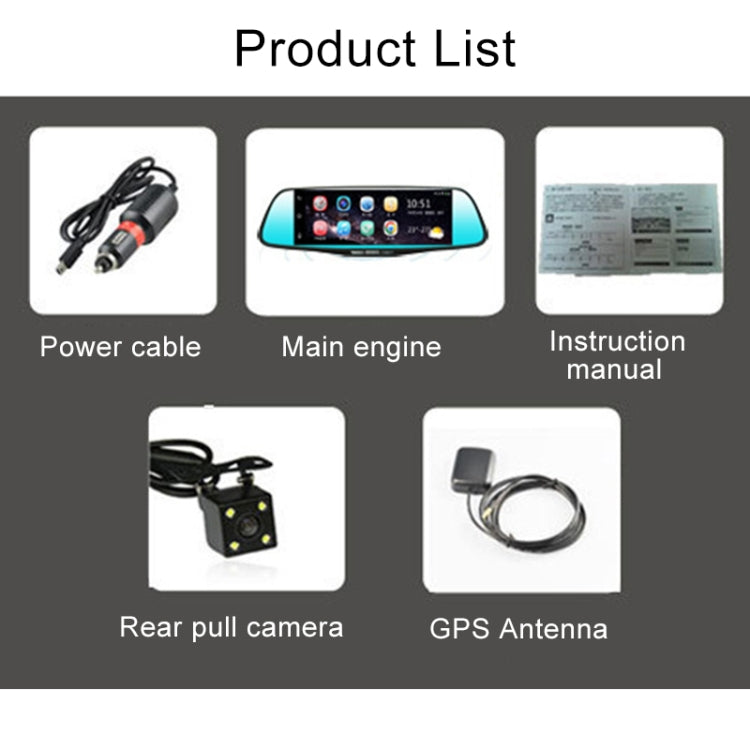 D98 8 inch Full HD 1080P Multi-functional Smart Car Dual Lens Video Record Camera Support TF Card / Motion Detection