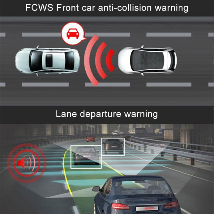 K600 360 Degree 10 inch 1080P Multi-functional Smart Car ADAS Dual Lens Video Record Camera Support TF Card / Motion Detection
