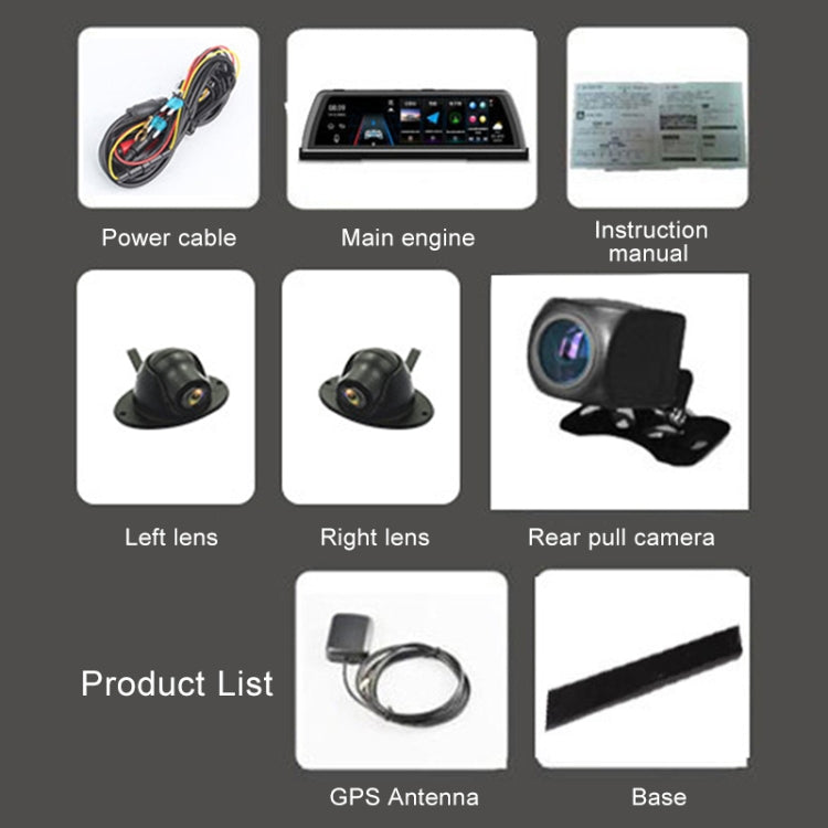 K600 360 Degree 10 inch 1080P Multi-functional Smart Car ADAS Dual Lens Video Record Camera Support TF Card / Motion Detection