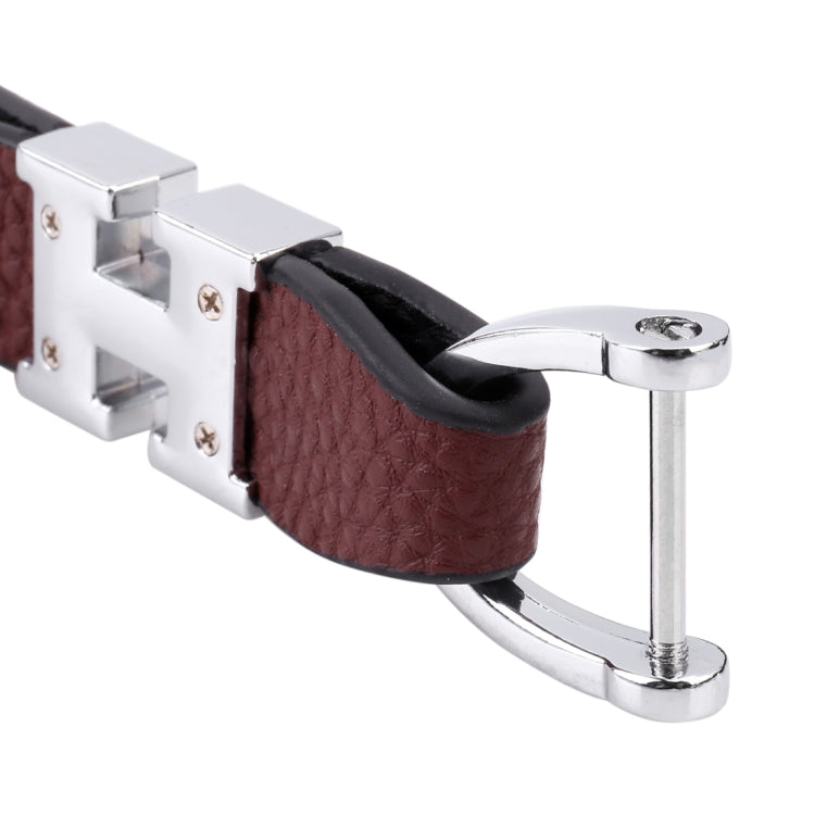 Car Metal Leather Key Ring Keychain, Random Color Delivery