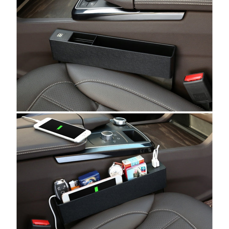 Universal Car Multi-functional Charger Console Side Pocket Seat Gap Side Storage Box, with 2 USB Ports