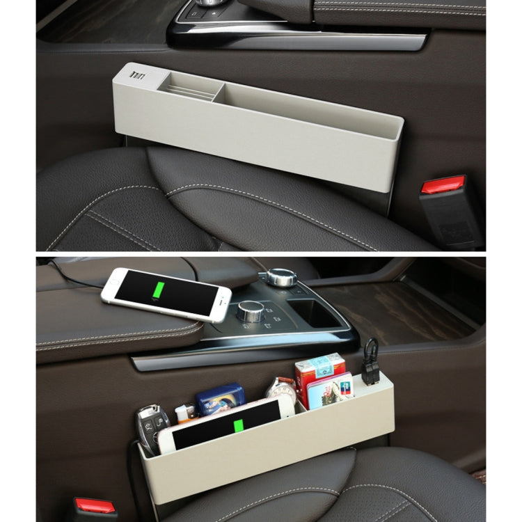 Universal Car Multi-functional Charger Console Side Pocket Seat Gap Side Storage Box, with 2 USB Ports