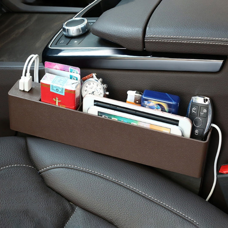 Universal Car Multi-functional Charger Console Side Pocket Seat Gap Side Storage Box, with 2 USB Ports