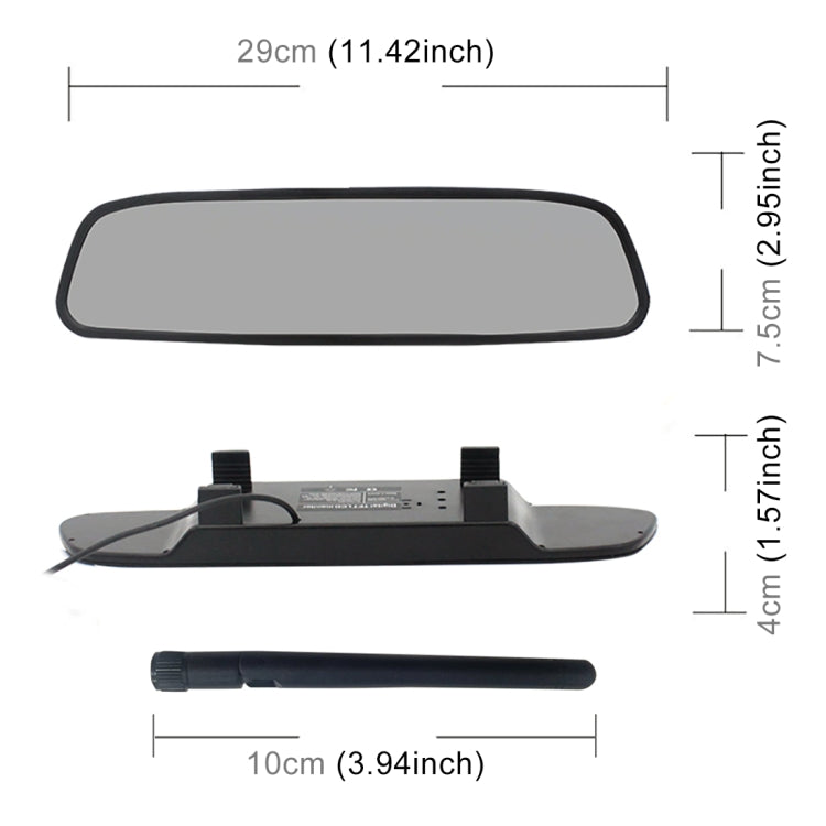 PZ611-W IP67 120 Degree Car Rearview Mirror Monitor