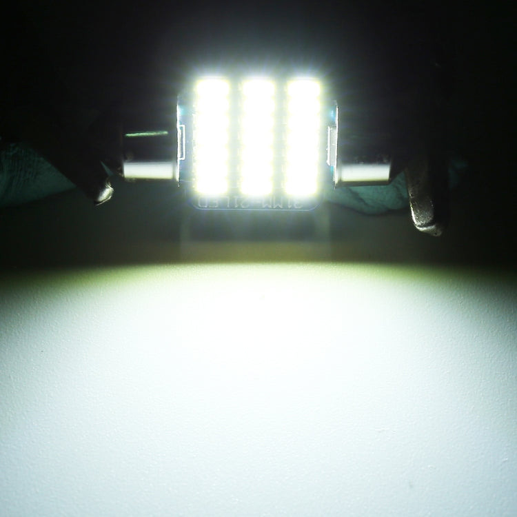 2 PCS 31mm DC12V / 1W / 6000K / 65LM 21LEDs SMD-3014 Car License Plate Light / Dome Light, with Decoder